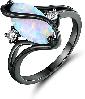 Bague barzel en or rose et rubis synthétique plaqué blanc, opale de feu