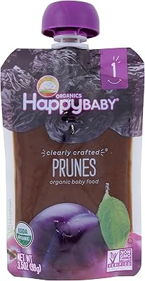 Aliment biologique pour bébé happy baby à base d'ingrédients sûrs, étape 1, prune