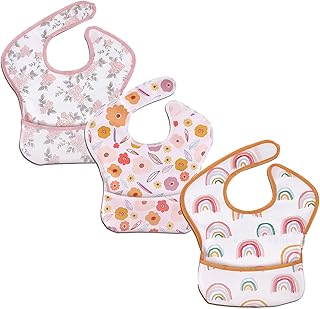 Bavoir bébé imperméable pour garçons et filles avec poche pour attraper les miettes