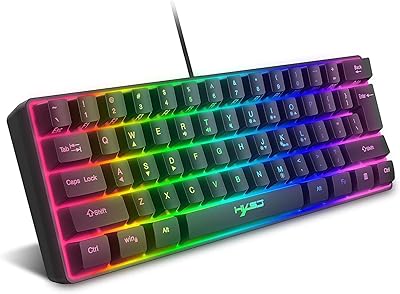 Clavier de jeu filaire hxsj v700 rgb streamer 61 touches pour jeux/bureau noir