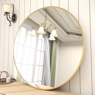 Miroir rond beautypick 20 pouces miroir avec cadre en métal doré mural