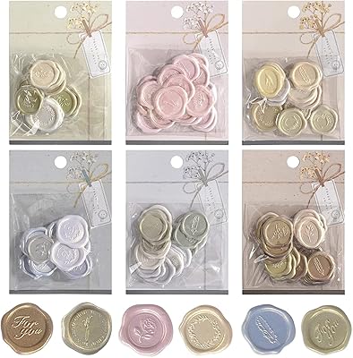 The white shop lot de 6 autocollants de sceau de cire pour invitation
