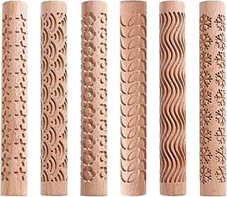 6 rouleaux d'argile à modeler, grands rouleaux de texture pour manche en bois