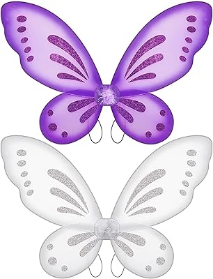Ailes de fée de papillon, 2 pièces, accessoires de costume d'ailes de papillon