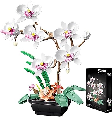 Ensemble de blocs de construction de décoration de plantes d'orchidées, ensemble de blocs