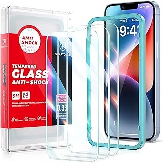Protecteur d'écran smart devil pour iphone 13/14/13 pro, [kit d'alignement automatique] [10x résistant