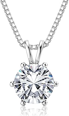 Collier pendentif balhana moissanite, collier en argent plaqué or blanc 18 carats