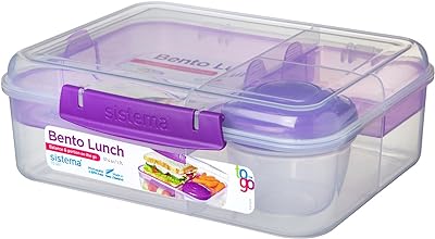 Boîte à lunch sistema bento pour le stockage des aliments, multicolore, 6,9 tasses