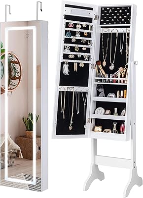 Yok uk ini organisateur de bijoux avec miroir avec lumières et armoire