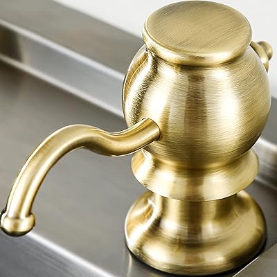 Distributeur de savon pour évier de cuisine en acier inoxydable doré poli