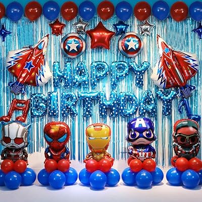 Ensemble de ballons décorations de fête d'anniversaire sur le thème des super-héros arabes