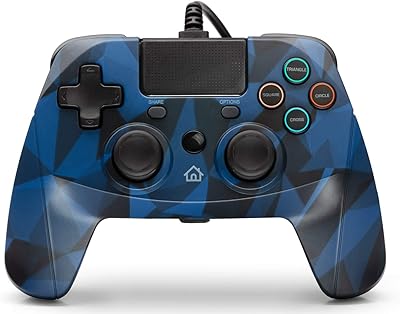 Snakebyte gamepad 4s - camo bleu - manette pour playstation 4 / ps4 slim / pro / ps3, double joysticks analogiques, compatible pc (windows 7/8/10), longueur de câble 3m, pavé tactile, retour haptique. Commandez malin, vivez mieux avec Diaytar