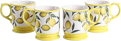 Tasses en céramique beko lemon dreams, lot de 4, pour café, thé, boissons