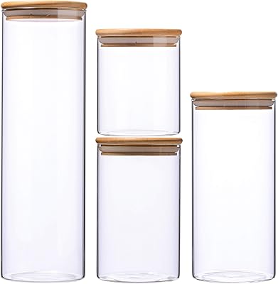 Leaf house lot de 4 pots à spaghetti hermétiques en verre pour le stockage