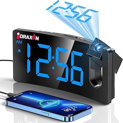 Réveil numérique pour chambre à coucher, horloge multifonction avec radio fm et projection
