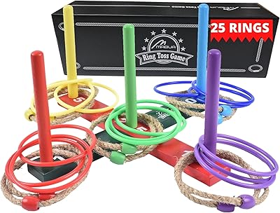 Ensemble de jeu de lancer d'anneaux mapua, 25 cordes intérieures et extérieures