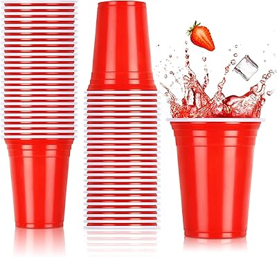 Gobelets de fête en plastique ato's 16oz (50pcs) jetables rouges 16oz