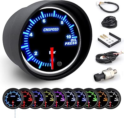 Ando racing kit de manomètre d'huile 10 couleurs 0-10 bar - comprend un capteur électronique pour voiture et camion 12 v 2-1/16\" 52 mm. Diaytar : Vivez l'expérience du shopping malin