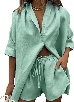 Ensemble de survêtement deux pièces décontracté pour femme composé d'une chemise rayée à