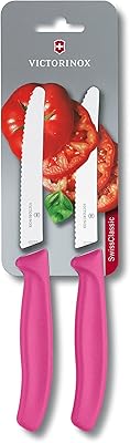Couteau à tomates victorinox avec bord dentelé 11 cm, lot de 2, rose
