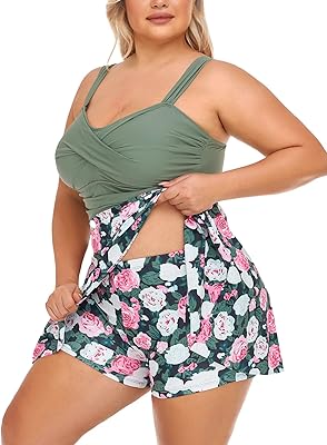 Maillot de bain deux pièces grande taille pour femme, tankini ample avec short