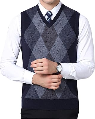 Pull tricoté sans manches à col en v pour hommes, pull de travail