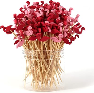 200pcs baguettes en bois de bambou naturel baguettes de fête (flamants roses)...