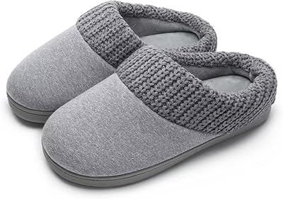 Pantoufles confortables en tissu tricoté doublées de polaire corail pour femmes, pantoufles