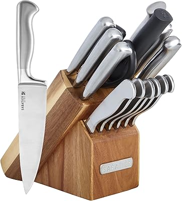 Ensemble de couteaux sabatier en acier inoxydable 15 pièces cuisine à