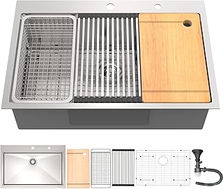 Évier de cuisine krina en acier inoxydable, cuve simple 33 x 22 x
