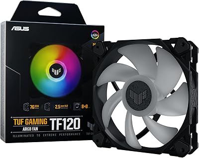 Ventilateur de jeu asus tf120 argb tuf vitesse 1900 tr/min, débit d'air 76
