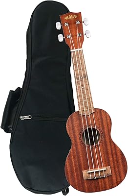 Ukulélé soprano kala en acajou ka-15s avec étui de transport pour ukulélé