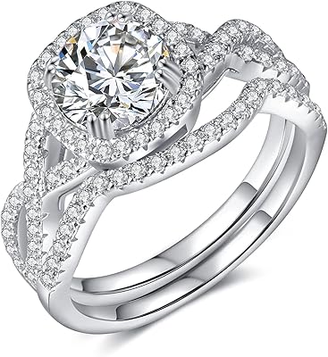 Bagues de mariage en argent sterling avec diamant moissanite de 150 ct