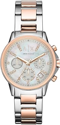 Montre habillée à mouvement à quartz armani exchange pour femme, en acier inoxydable