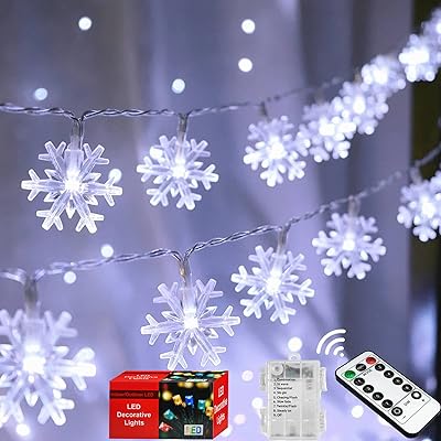 Teox lumières de noël en forme de flocon de neige, 80 lumières led