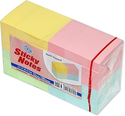Bloc-notes adhésif fizz®, 1,5" x 5", paquet de 12, pastel 4 couleurs assorties - fspo1.52ast. Diaytar : L'e-commerce généraliste qui met le discount à l'honneur