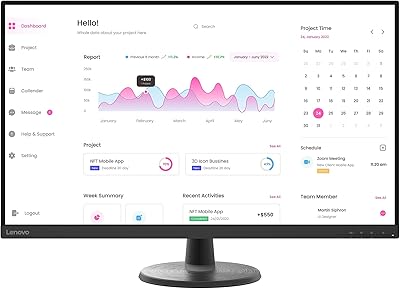 Moniteur led lenovo d32-40 31,5 pouces fhd 60 hz avec hdmi, displayport