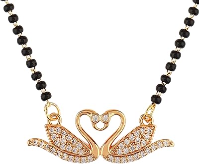 Collier pendentif indien mangalsutra en forme de cœur avec zircone cubique noire, cuivre