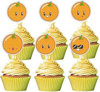 18 pièces décoration de cupcake orange, paillettes-décorations de fête sur le thème