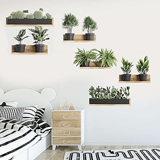 Stickers muraux créatifs de plantes de bonsaï tropicales 3d amovibles 4 pièces autocollants