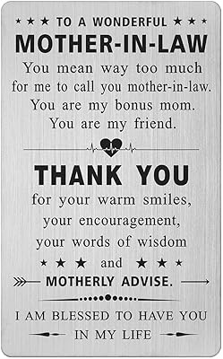 Porte-cartes gravées pour belle-mère, cadeaux de fête des mères pour belle-mère géniale, cadeau