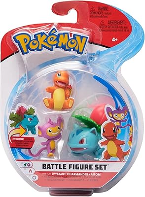 Figurine de combat pokémon ivysaur, charmander, ibom, multicolore, pkw0044