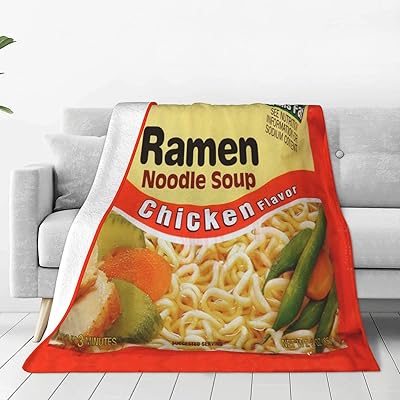 Couverture douce et confortable en flanelle ramen pour soupe de nouilles instantanées, canapé