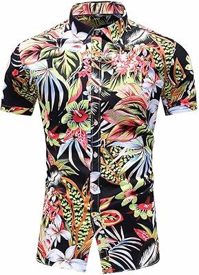 Hobiva menshortsleeves cardigan court jeunesse fit shirt manches imprimées décontractées slim revers hommes