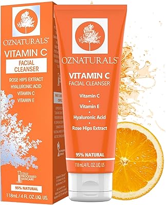 Nettoyant pour le visage aux vitamines c et e d'oznaturals, l'anti-âge le plus