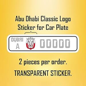 Autocollant de plaque d'immatriculation de voiture avec logo classique d'abu dhabi - 2 autocollants par commande (étanche et transparent). Faites des économies avec Diaytar, le leader du e-commerce discount au Sénégal