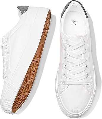 Baskets décontractées basses à lacets pour hommes, blanc et noir, noir, 45 eu
