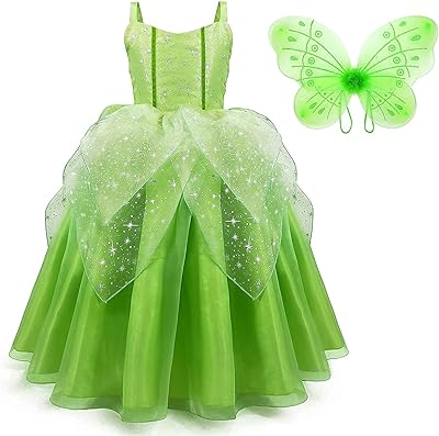 Gigiru princesse fée clochette costume de fée pour petites filles, déguisement elfe