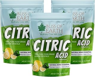 Bliss of earth poudre d'acide citrique 100 % pur, cristaux d'agrumes anhydres