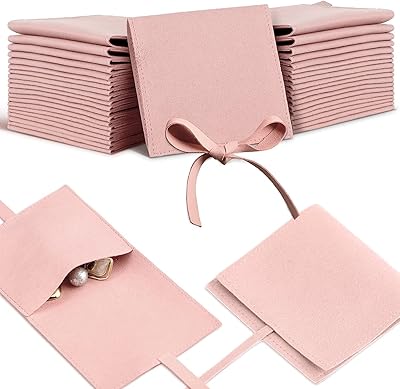 20 pièces 8x8 cm sac à bijoux en microfibre petit d'emballage de luxe